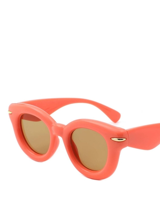 Women\'s Chunky Coral Pink Oval Retro Sunglasses main image 5